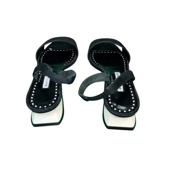 Manolo Blahnik Paclessa Black Suede Slingback Sandals Size 6 NWT